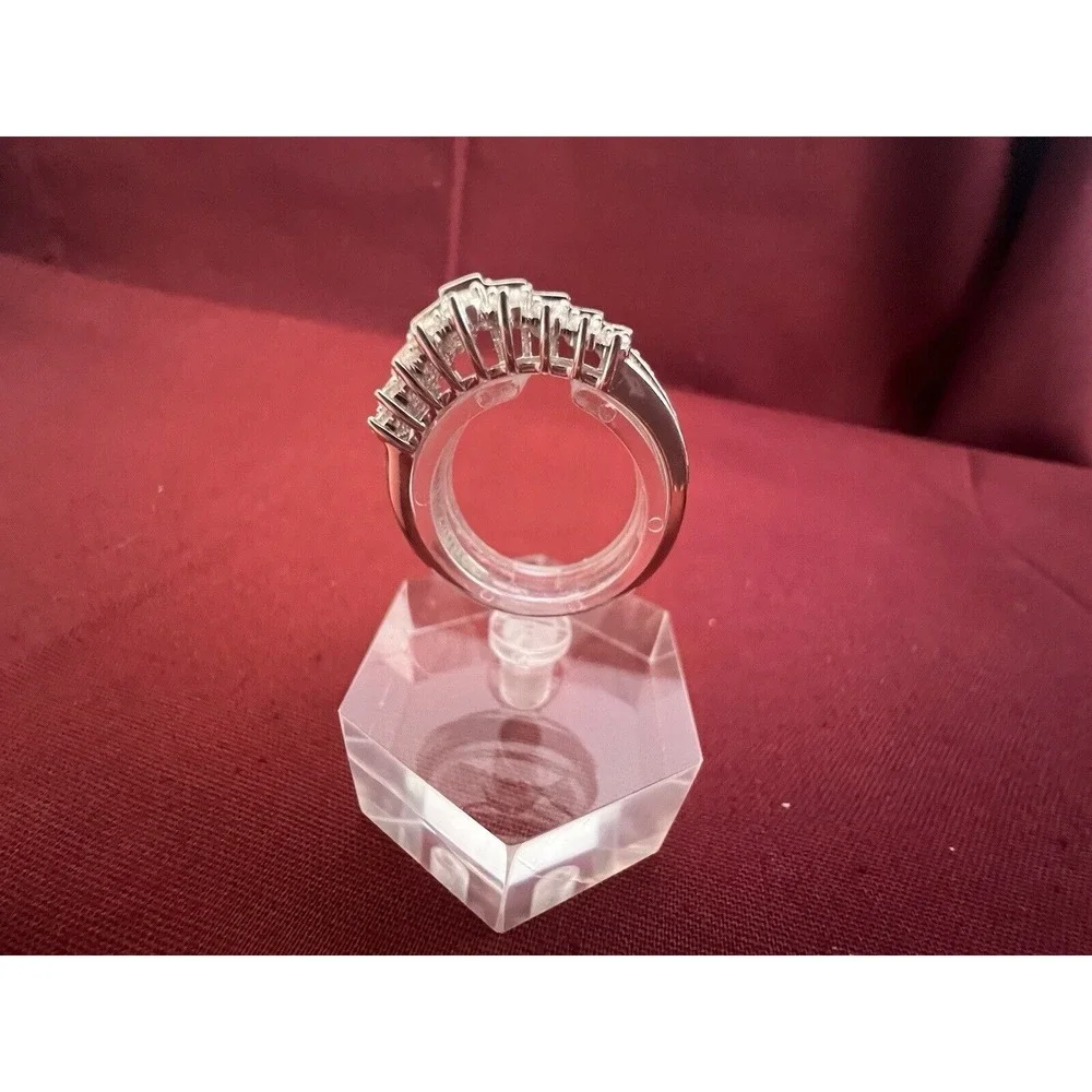 NEW PGL $1035.00 STUNNING SZ 7.5 1CT 3 ROW LAB CREATED DIAMOND DINNER RING (642)